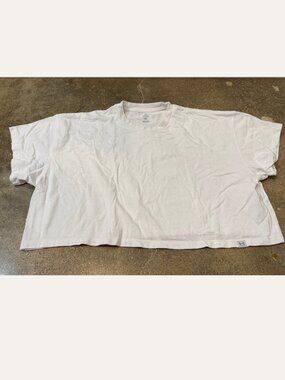 Under Armour White Oversized Cropped Workout Tee Loose Fit Size Large